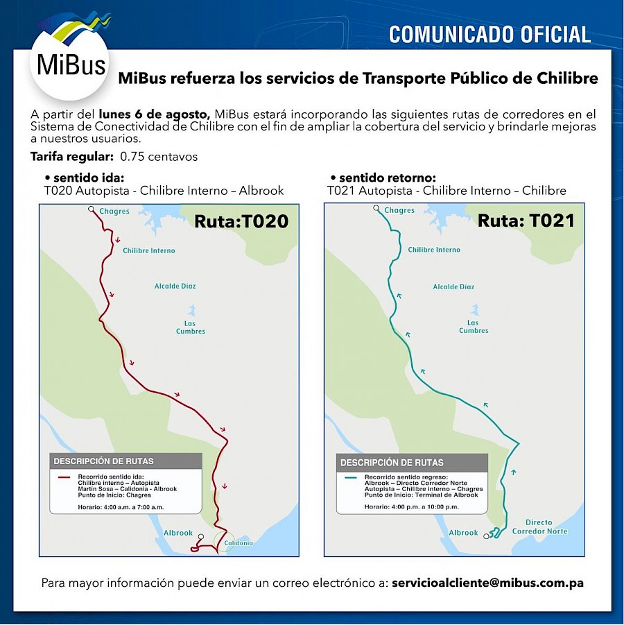 MiBus refuerza los servicios de Transporte Público de Chilibre 