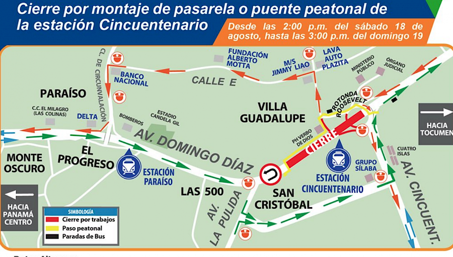 Cierre de la Av. Domingo Díaz el sábado 18 por instalación de pasarela