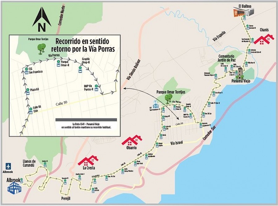 Cambios en el recorrido de la ruta Panamá Viejo