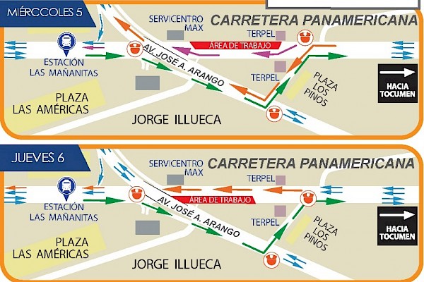 Desvío en la vía Panamericana por desmontaje de puente peatonal de Las Mañanitas