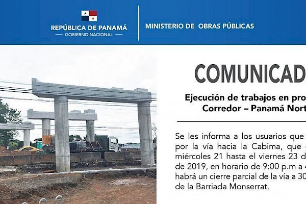 Realizan trabajos en proyecto Corredor - Panamá Norte