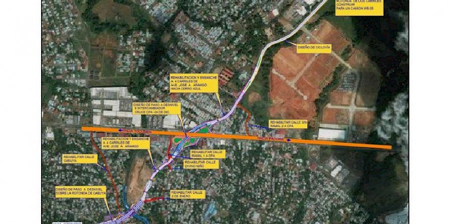 Cierre del tránsito vehicular en la avenida José Agustín Arango en la rotonda de Cabuya