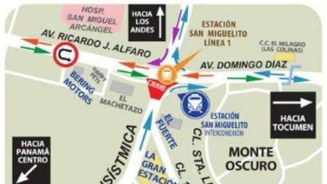 Cierre de la Vía Transístmica por montaje de vigas debajo del viaducto de Línea 1