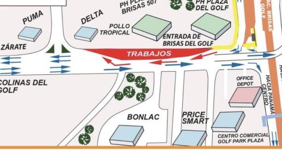 Inversión de carriles den Brisas del Golf por trabajos del Metro
