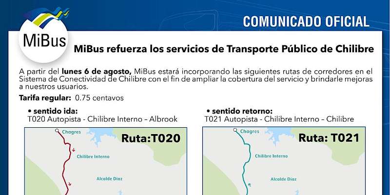 MiBus refuerza los servicios de Transporte Público de Chilibre 