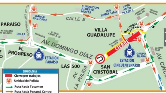 Cierre de la Av. Domingo Díaz por trabajos del Metro