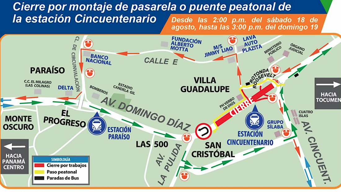 Cierre de la Av. Domingo Díaz el sábado 18 por instalación de pasarela