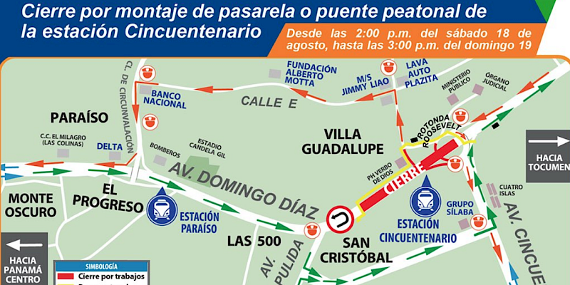 Cierre de la Av. Domingo Díaz el sábado 18 por instalación de pasarela