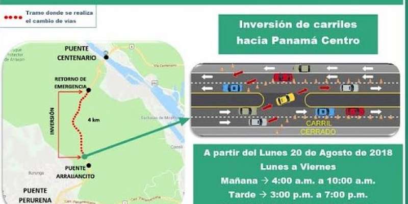 Ampliarán horario de inversión de carriles en vía Centenario