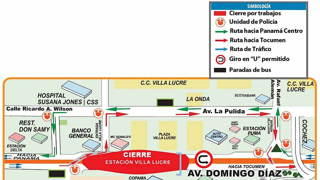 Cierre nocturno de la Av. Domingo Díaz por trabajos del Metro
