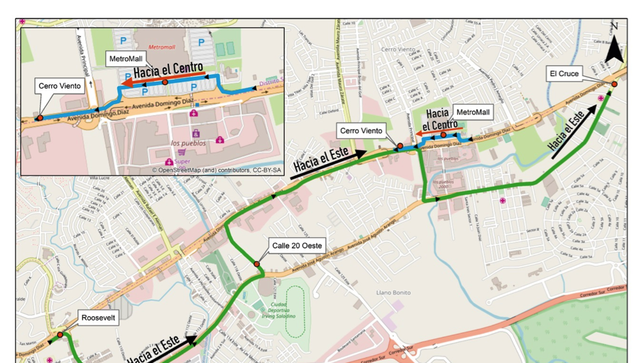 MiBus anuncia desvíos e inhabilitación temporal de paradas sobre la Avenida Domingo Díaz del 25 al 26 de agosto