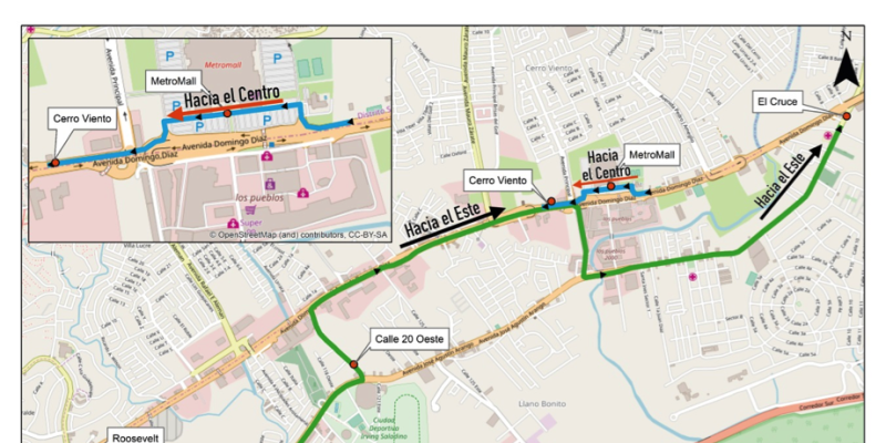 MiBus anuncia desvíos e inhabilitación temporal de paradas sobre la Avenida Domingo Díaz del 25 al 26 de agosto