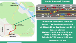 Inversión de carriles desde el estadio Rod Carew hasta el puente Perurena