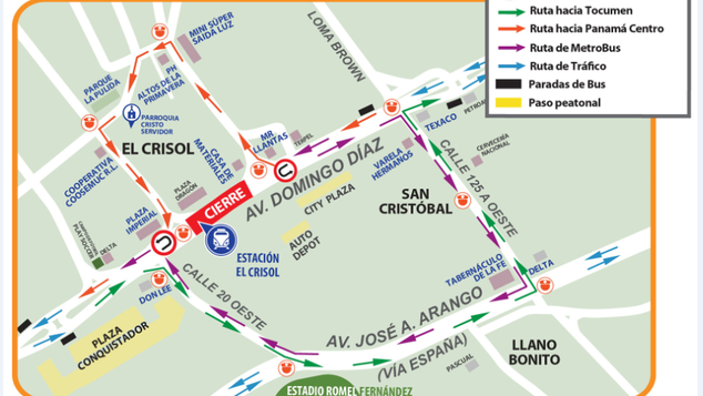 Cierre de la Av. Domingo Díaz por montaje de la pasarela este sábado