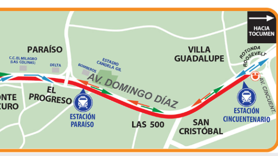Cierres en la Avenida Domingo Díaz por trabajos de la Línea 2 del Metro