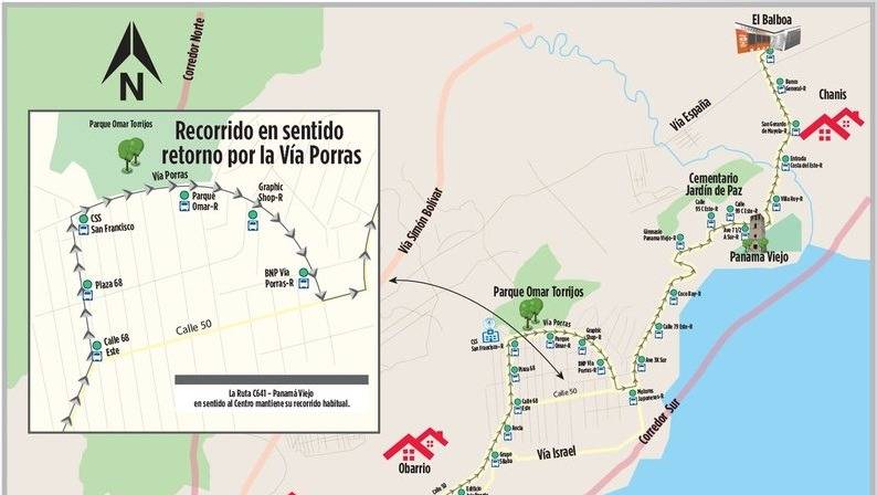 Cambios en el recorrido de la ruta Panamá Viejo