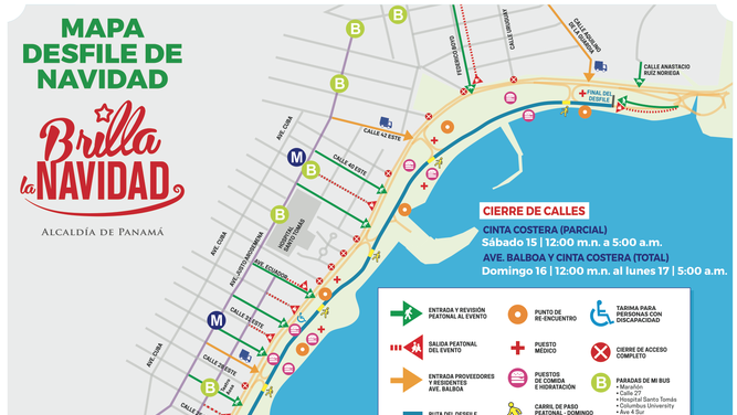 Desvíos del Metro Bus por realización del desfile de Navidad en ciudad capital