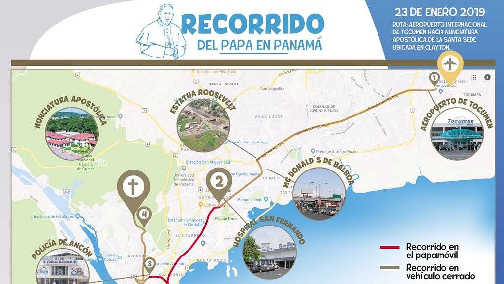 Revelan las rutas que utilizará el papa Francisco