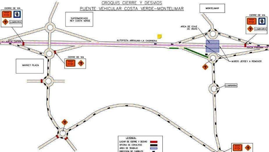 Cierres en la autopista Arraiján – La Chorrera por colocación de puente