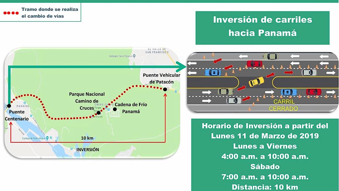 Desde el lunes 11 de marzo se realizará inversión de carriles en la vía Centenario