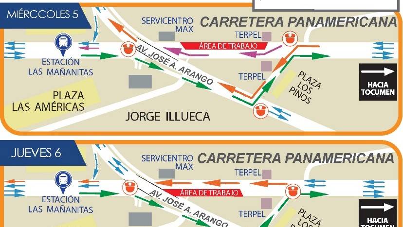 Desvío en la vía Panamericana por desmontaje de puente peatonal de Las Mañanitas