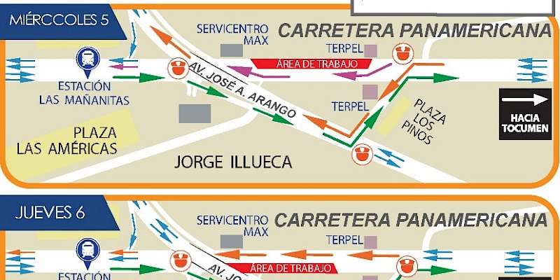 Desvío en la vía Panamericana por desmontaje de puente peatonal de Las Mañanitas