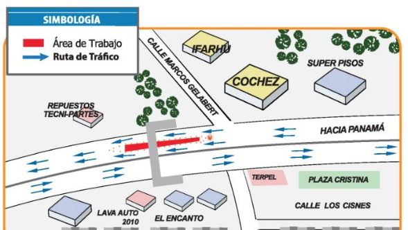 Reducción de carriles a la altura de la estación Altos de Tocumen