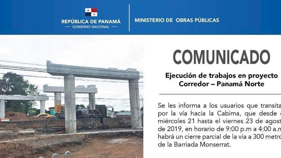 Realizan trabajos en proyecto Corredor - Panamá Norte