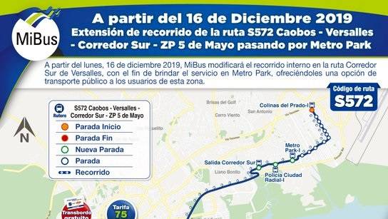 MiBus anuncia la extensión del recorrido de la ruta S572