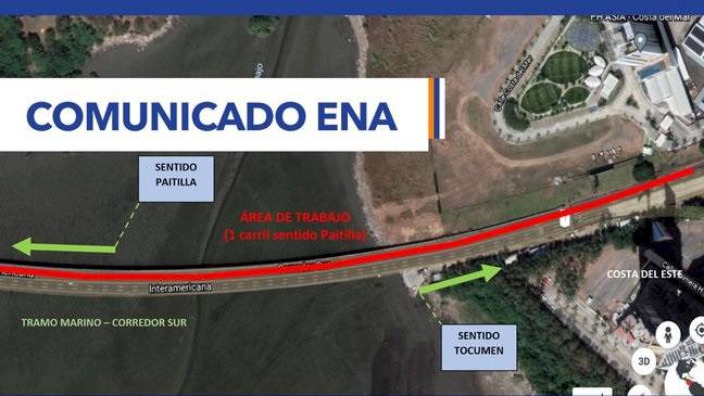 Trabajos en el tramo marino del Corredor Sur desde el 6 de septiembre