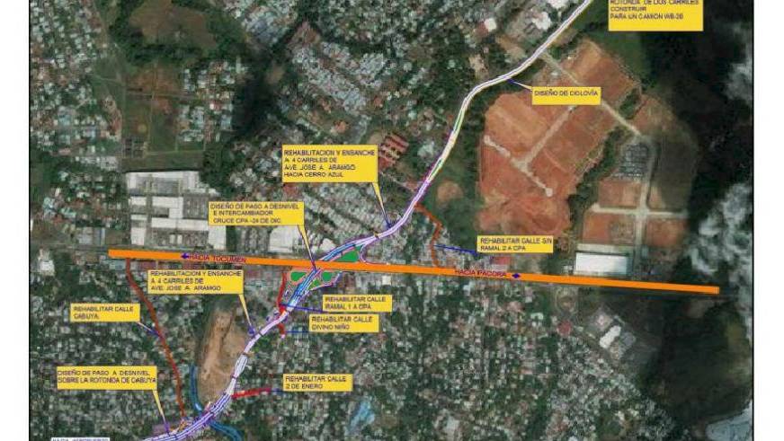 Cierre del tránsito vehicular en la avenida José Agustín Arango en la rotonda de Cabuya