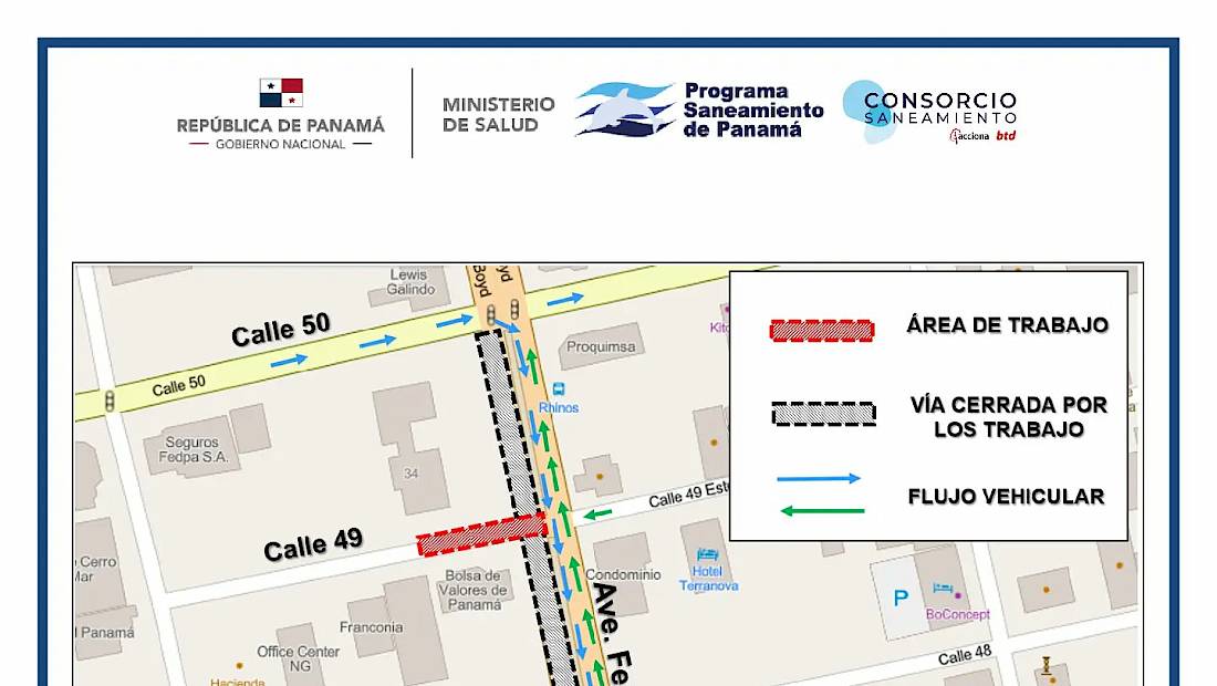 Cierre parcial de dos carriles en la Avenida Federico Boyd del 6 al 9 de mayo