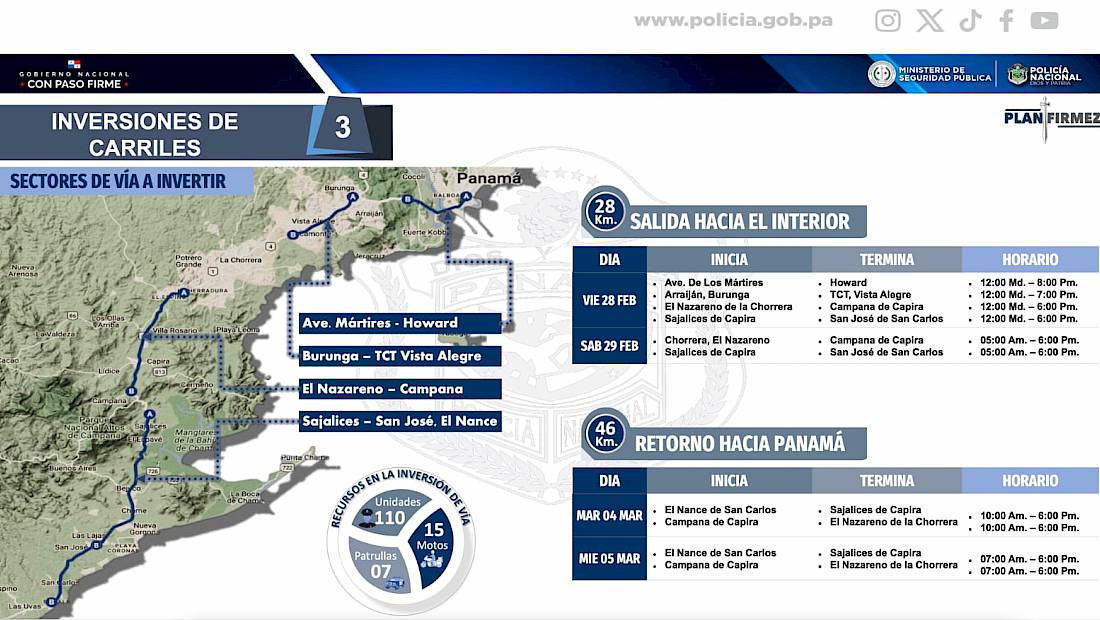 Operativo de inversión de carriles para carnavales 2025