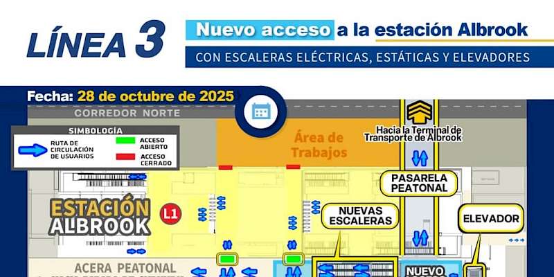 Metro de Panamá habilita extensión de pasarela en estación Albrook como parte de la ampliación hacia Línea 3